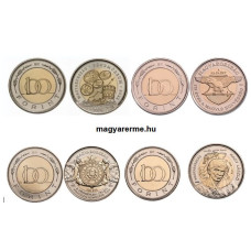 100 forintos alkalmi érme szett 4 db extra verdefényes emlékérme VF